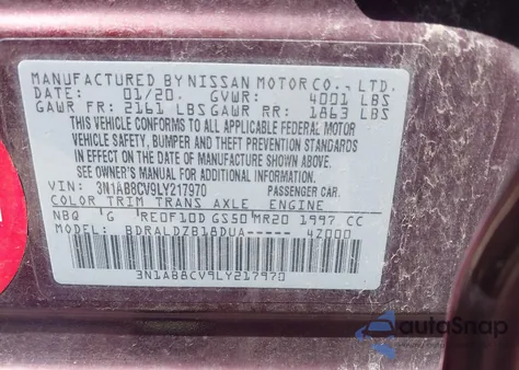 2020 Nissan Sentra Sv Xtronic Cvt from USA, damaged, VIN 3N1AB8CV9LY217970